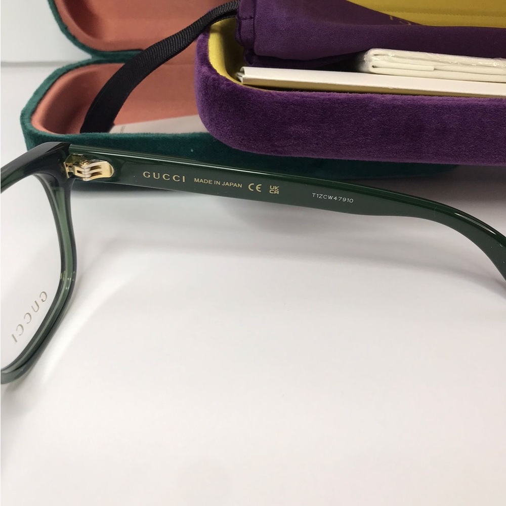 Authentic new Gucci GG0004ON 011 Translucent Green Square Men's Eyeglasses - Picture 7 of 8